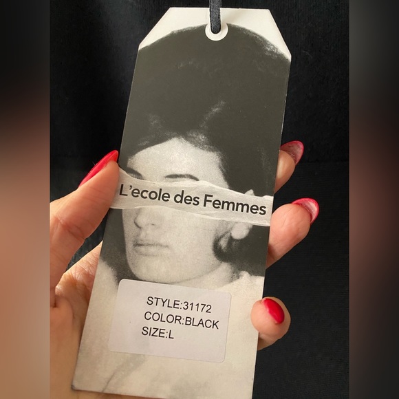 NWOT L'Ecole Des Femmes Knit & Mesh Dress Modern Audrey Hepburn Vibes LBD - Picture 5 of 6